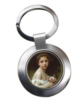 Petite Fille au Bouquet by Bouguereau Chrome Key Ring