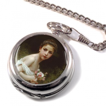 Petite Fille au Bouquet by Bouguereau Pocket Watch