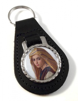 Pomegranate Girl by Bouguereau Leather Key Fob