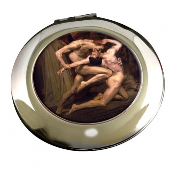 Dante and virgil by Bouguereau Round Mirror