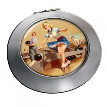 Bowling Accident Pin-up Girl Round Mirror