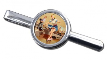 Bowling Accident Pin-up Girl Round Tie Clip