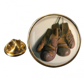 Boxing Gloves Round Pin Badge