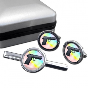 Beretta Px4 Storm Round Cufflink and Tie Clip Set