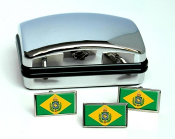 Imperio do Brasil Flag Cufflink and Tie Pin Set