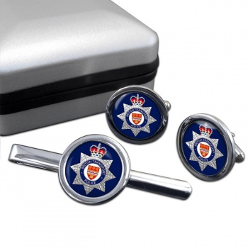 British Transport Police Round Cufflink and Tie Clip Set