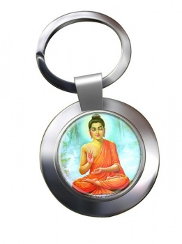 Buddha Leather Chrome Key Ring