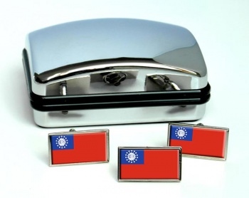 Burma Myanmar pre-2010 Flag Cufflink and Tie Pin Set