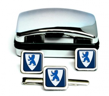 Buskerud (Norway) Square Cufflink and Tie Clip Set