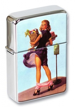 Bus Stop Pin-up Girl Flip Top Lighter