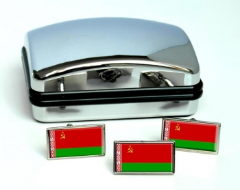 Byelorussian Soviet Flag Cufflink and Tie Pin Set