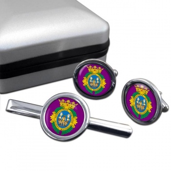 Cadiz Ciudad (Spain) Round Cufflink and Tie Clip Set