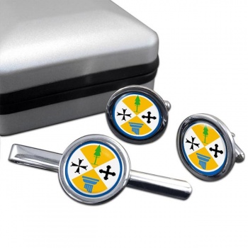 Calabria (Italy) Round Cufflink and Tie Clip Set