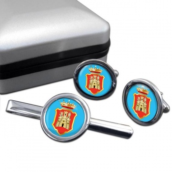 Caltanissetta (Italy) Round Cufflink and Tie Clip Set