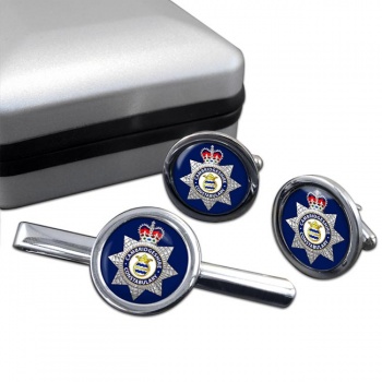 Cambridgeshire Constabulary Round Cufflink and Tie Clip Set