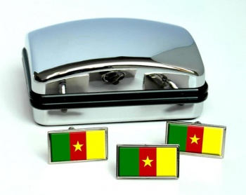 Cameroon Flag Cufflink and Tie Pin Set