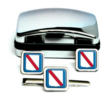 Campania (Italy) Square Cufflink and Tie Clip Set