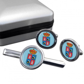 Campeche (Mexico) Round Cufflink and Tie Clip Set