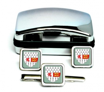 County Carlow (Ireland) Square Cufflink and Tie Clip Set