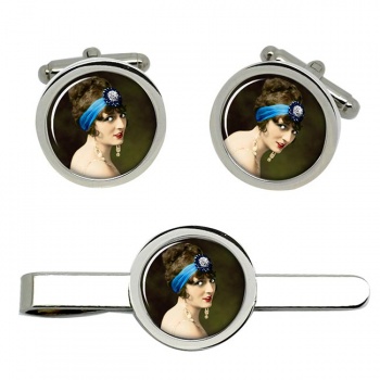 Carmel Myers, Silent Film Actress Cufflink and Tie Clip Set