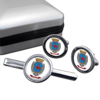 Catania (Italy) Round Cufflink and Tie Clip Set