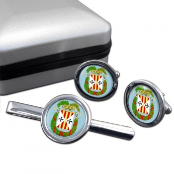 Provincia di Catanzaro (Italy) Round Cufflink and Tie Clip Set