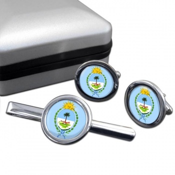 Argentine Chaco Round Cufflink and Tie Clip Set