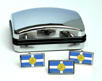 Chania (Greece) Flag Cufflink and Tie Pin Set