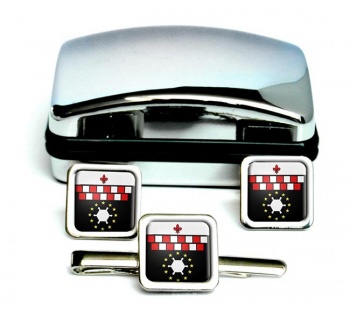 Charleroi (Belgium) Square Cufflink and Tie Clip Set