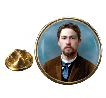 Anton Chekhov Round Pin Badge