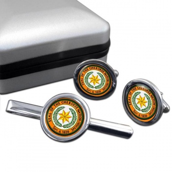 Cherokee Nation (Tribe) Round Cufflink and Tie Clip Set