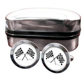 Chequered Flags Round Cufflinks