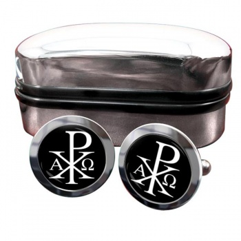 Chi-Rho Alpha Omega Round Cufflinks