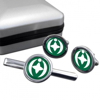 Chiba (Japan) Round Cufflink and Tie Clip Set