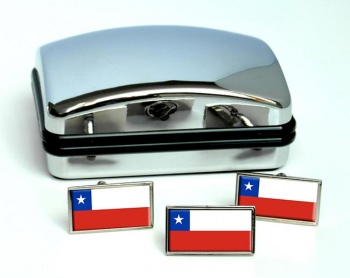 Chile Flag Cufflink and Tie Pin Set