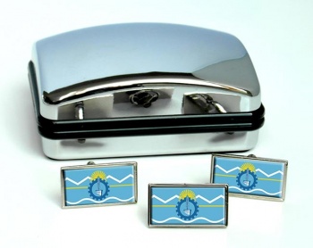 Argentine Chubut Flag Cufflink and Tie Pin Set