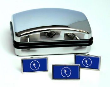 Chuuk (Micronesia) Flag Cufflink and Tie Pin Set