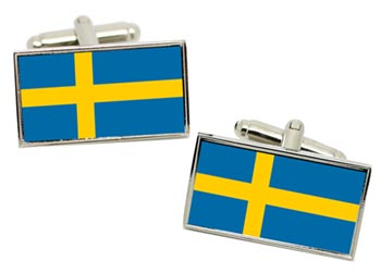 Sweden Flag Cufflinks in Chrome Box