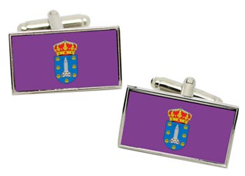 A Corua (Spain) Flag Cufflinks in Chrome Box