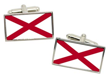 Alabama USA Flag Cufflinks in Chrome Box