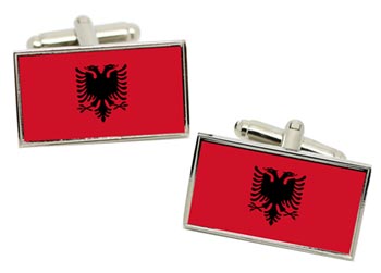 Albania Flag Cufflinks in Chrome Box
