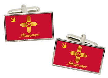 Albuquerque NM (USA) Flag Cufflinks in Chrome Box
