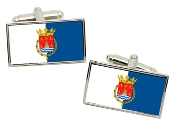 Alicante City (Spain) Flag Cufflinks in Chrome Box