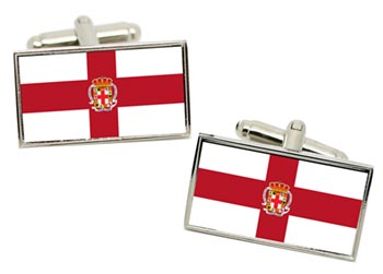 Almera City (Spain) Flag Cufflinks in Chrome Box