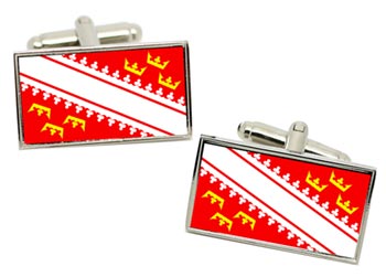 Alsace (France) Flag Cufflinks in Chrome Box