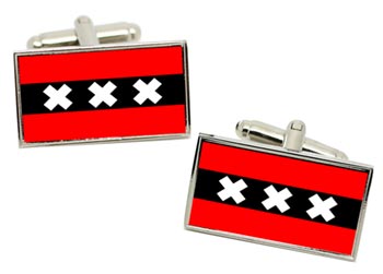 Amsterdam (Netherlands) Flag Cufflinks in Chrome Box