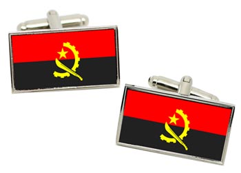 Angola Flag Cufflinks in Chrome Box
