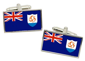 Anguilla Flag Cufflinks in Chrome Box