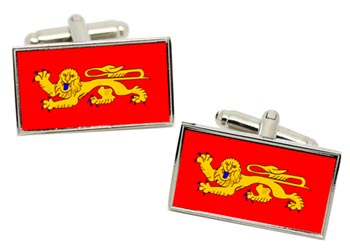 Aquitaine (France) Flag Cufflinks in Chrome Box