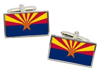 Arizona USA Flag Cufflinks in Chrome Box